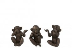 Set van 3 apen Horen, zien & zwijgen