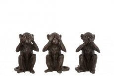 Set van 3 apen Horen, zien en zwijgen L