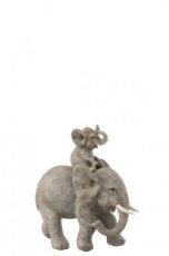 Grijze olifant met baby op rug