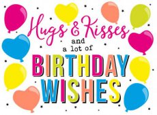 Wenskaart Hugs & kisses and a lot of birthday wishes. Eyecandy