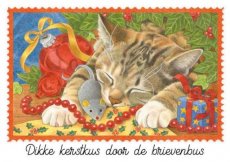 Kerst Janneke & francien artige 51 Wenskaart Dikke Kerstkus door de brievenbus